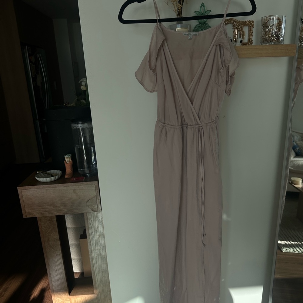 Charlotte Russe Pink Maxi Dress Flutter Sleeves V-Neck